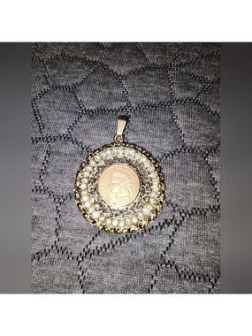 Vintage 1897 Gold Plated Native American Coin Pendant Only 2"